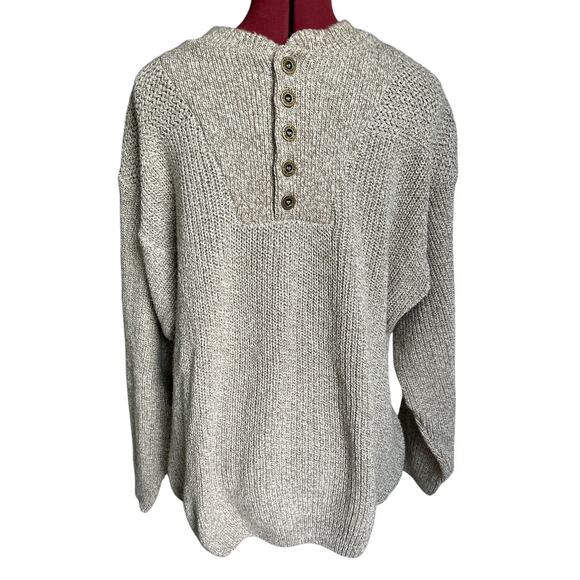 Vintage USA‎ Made Eddie Bauer Men’s Large 100% Cotton Fisherman Knit Sweater Oat - Picture 1 of 7